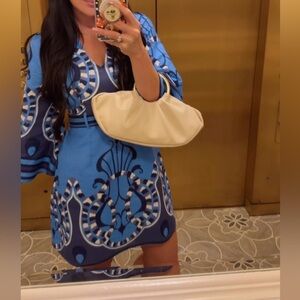 Elegant Blue Patterned Mini Dress